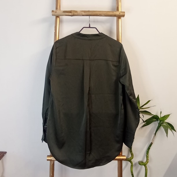 H&M Satin Khaki Blouse - Picture 2 of 16